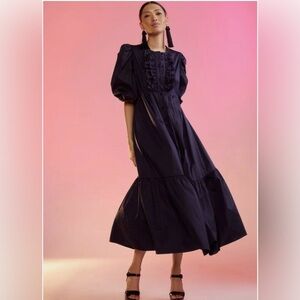 Cynthia Rowley Cyprus Pintuck Navy Dress  size small